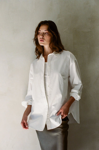 white cotton button-down