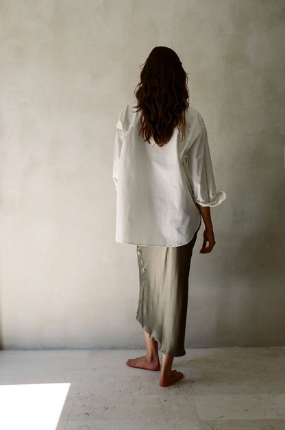 oversized white buttondown